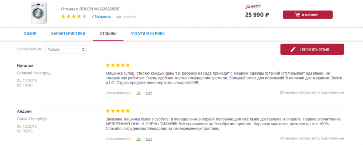 Отзывы как пример пользовательского контента